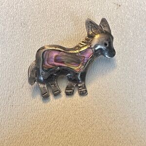 Vintage Taxco Mexico Sterling Silver & Abalone Donkey Brooch - 2.6g